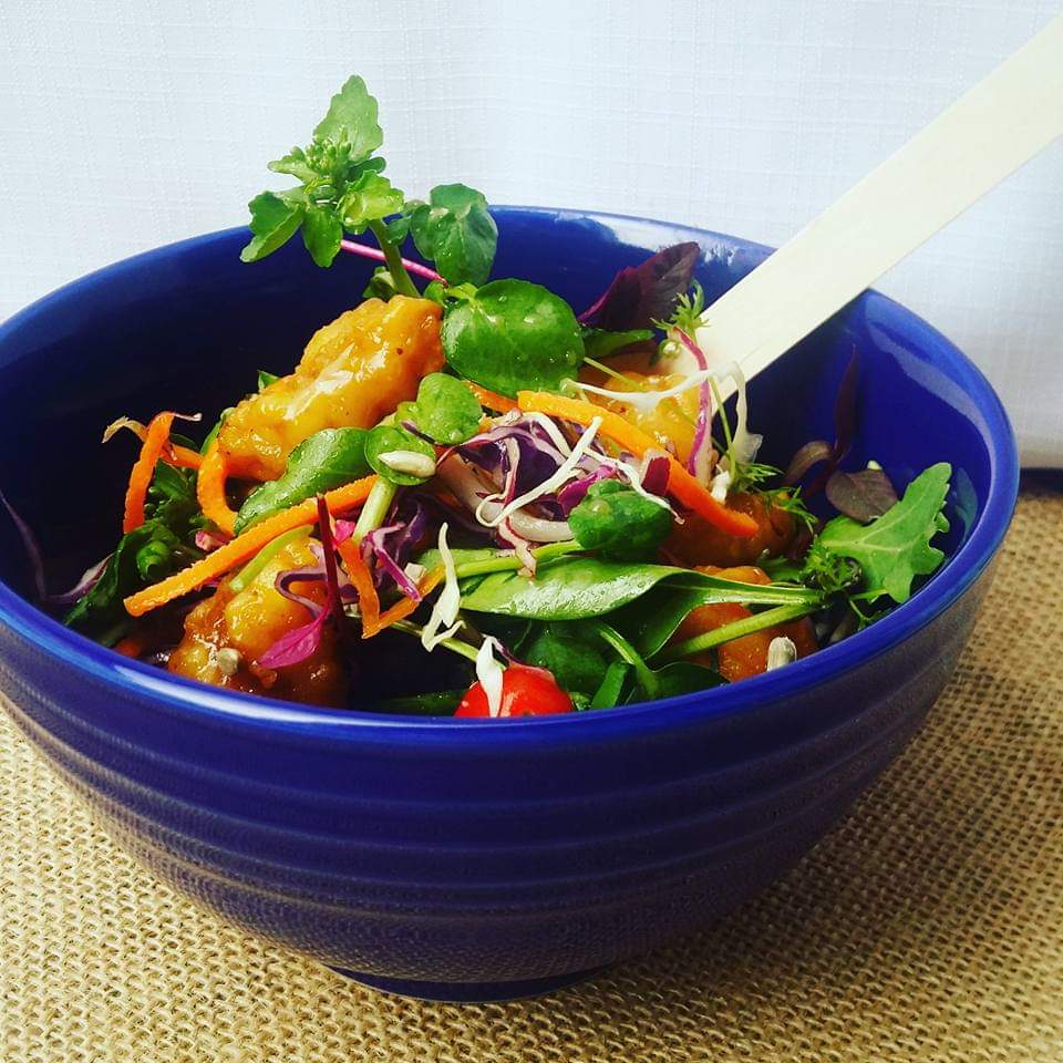 Asian Inspired Salad with Salt and Pepper Calamari - Ms Frozen Delights